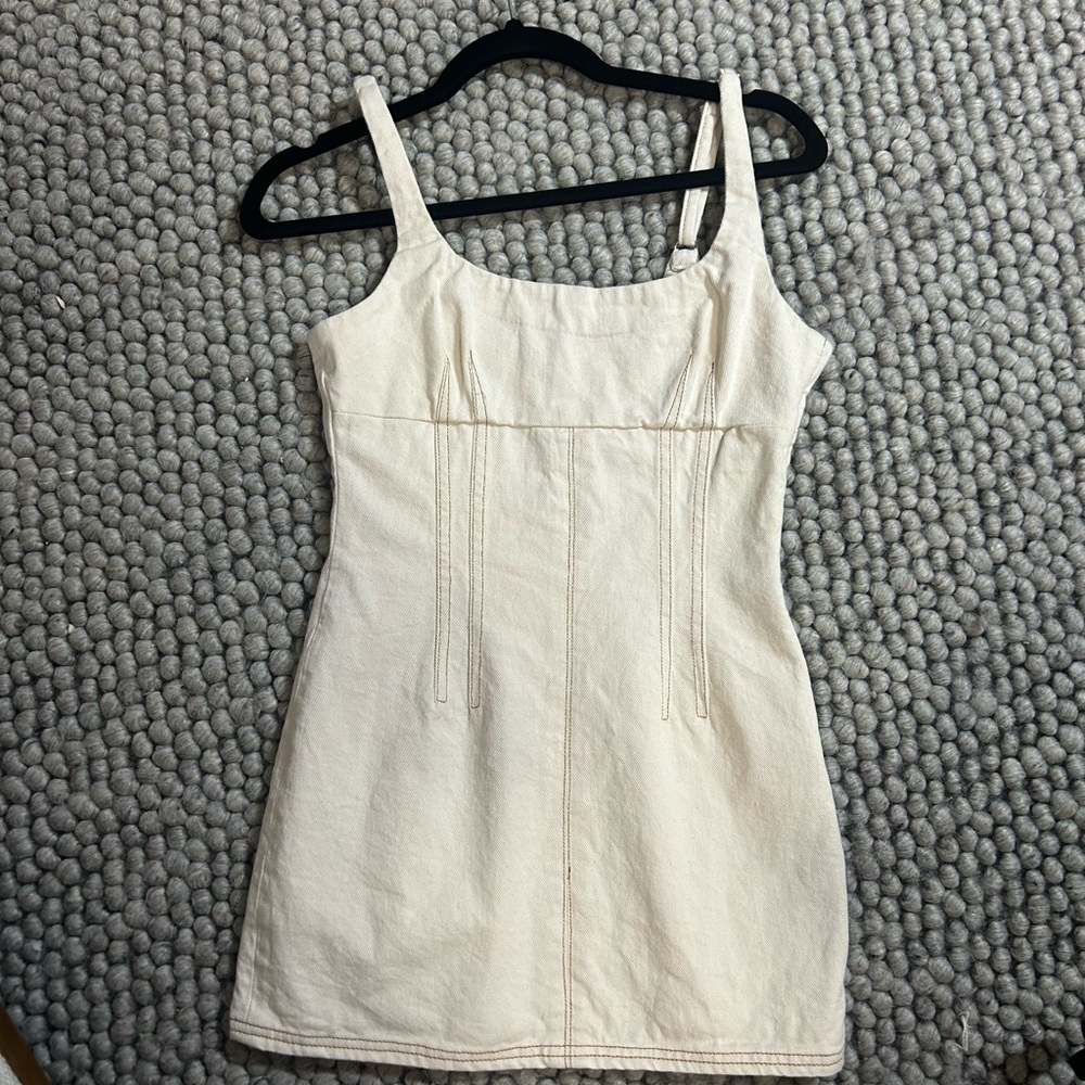 UO cream denim mini